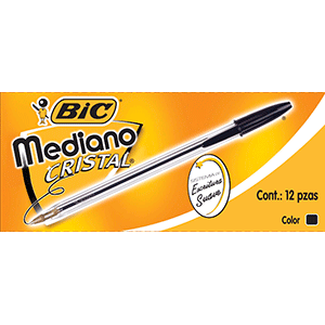 BOLIGRAFO BIC (PUNTO MEDIANO, NEGRO, CAJA 12 PZS)