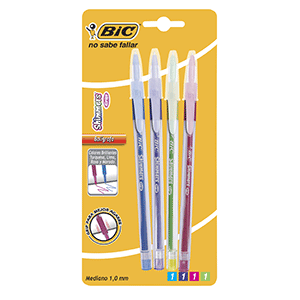 BOLIGRAFO BIC SHIMMER (CON GRIP,BLISTER, 4 PIEZAS)