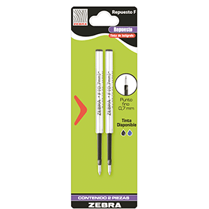 REPUESTO PARA BOLIGRAFO ZEBRA NEGRO BLISTER CON 2 REPUESTO PARA BOLIGRAFO ZEBRA NEGRO BLISTER CON 2