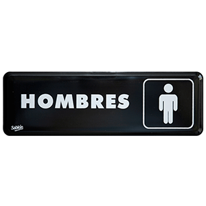 LETRERO BAÑOS HOMBRES 23 X 7.5 CM SABLON PIEZA