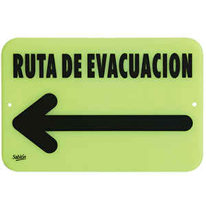 LETRERO RUTA DE EVACUACION FLUORESCENTE PIEZA