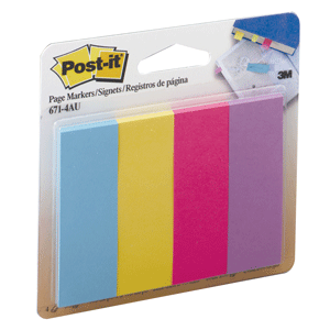 POST-IT 3M SEPARADOR 1*3 PULGADAS,PAQUETE 4 PIEZAS