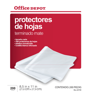 PROTECTOR DE HOJA OFFICE DEPOT (MATE,200 UNIDADES)