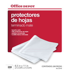 PROTECTOR DE HOJA OFFICE DEPOT (MATE,200 UNIDADES) PROTECTOR DE HOJA OFFICE DEPOT (MATE,200 UNIDADES)