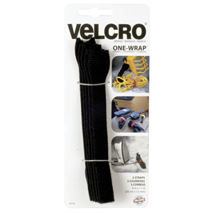 Cinta de correa de doble cara Velcro® Marca ONE-WRAP® negra 10 mm 16 mm 20  mm 25