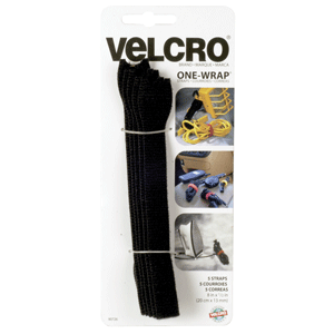 VELCRO EN TIRAS ONE WRAP (1/2 X 8 PULGADAS, NEGRO) VELCRO EN TIRAS ONE WRAP (1/2 X 8 PULGADAS, NEGRO)