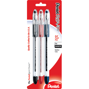 BOLIGRAFO PENTEL RUBBER GRIP (PUNTO FINO,3 PIEZAS)