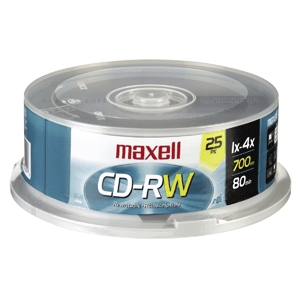 CD-RW MAXELL 80 MIN. 25 PACK