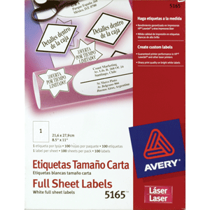 ETIQUETA AVERY ADHESIVA (CARTA, LASER, BLANCA)