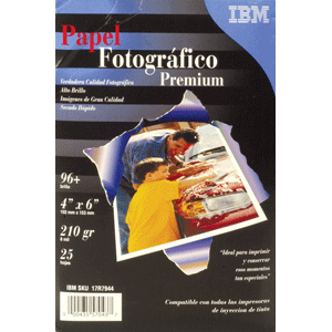 PAPEL IBM FOTOGRAFICO PREMIUM, 25 HOJAS, 4X6 PULG.