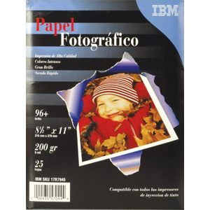 PAPEL FOTOGRAFICO IBM (TAMANO CARTA, 25 HOJAS) PAPEL FOTOGRAFICO IBM (TAMANO CARTA, 25 HOJAS)