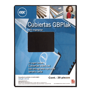 CUBIERTA GBC PARA ENCUADERNAR PLASTICA,CARTA,HUMO