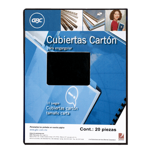 CUBIERTA GBC PARA ENCUADERNAR CARTON,NEGRO,20 PZAS