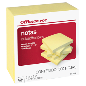 NOTAS ADHESIVAS, COLOR AMARILLO, 3X3IN, 500 HOJAS NOTAS ADHESIVAS, COLOR AMARILLO, 3X3IN, 500 HOJAS