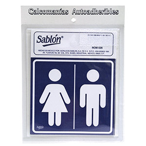 LETRERO ADHERIBLE SABLON (PARA BANOS, 12*11 CMS)