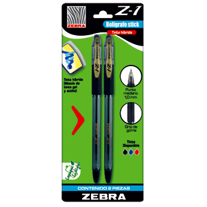 BOLÍGRAFO ZEBRA PUNTO MEDIANO,TINTA NEGRA,2 PIEZAS BOLÍGRAFO ZEBRA PUNTO MEDIANO,TINTA NEGRA,2 PIEZAS
