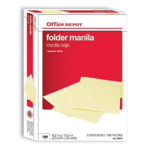 FOLDER OFFICE DEPOT (OFICIO, MANILA, 100 UNIDADES)