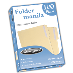 FOLDER WILSON JONES (OFICIO, MANILA, 100 UNIDADES)