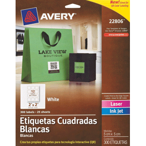 ETIQUETA AVERY ADHESIVA (CUADRADA,BLANCO,5*5 CMS)