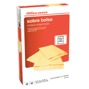 SOBRE OFFICE DEPOT ENGOMADO MANILA ESQUELA 50U SOBRE OFFICE DEPOT ENGOMADO MANILA ESQUELA 50U