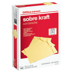 SOBRES OFFICE DEPOT (CON BROCHE CARTA 100 SOBRES)