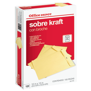 SOBRE OFFICE DEPOTS OFFICE DEPOT CON BROCHE METALICO OFICIO 100U