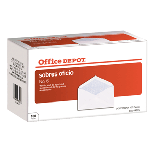 SOBRE OFFICE DEPOT (BLANCO NO.6 OFICIO 100 SOBRES)