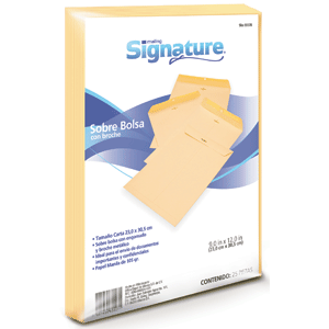 SOBRE SIGNATURE CON BROCHE MANILA CARTA 25 SOBRES