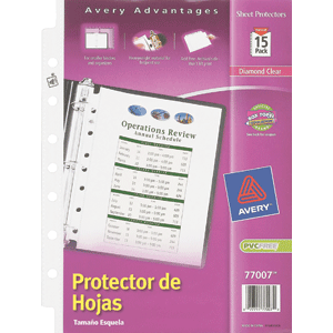 PROTECTOR DE HOJAS AVERY (SEMI - TRANSPARENTES)