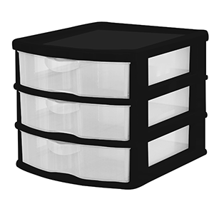GAVETERO GUATEPLAST (PEQUENO, 3 GAVETAS, NEGRO)