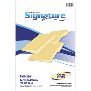 FOLDER SIGNATURE (OFICIO,COLOR CREMA,25 UNIDADES)