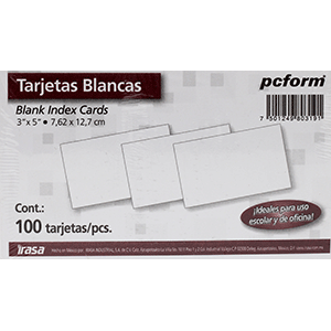 FICHAS AMPO 3*5 PULGADAS (BLANCAS, PAQUETE 100) FICHAS AMPO 3*5 PULGADAS (BLANCAS, PAQUETE 100)