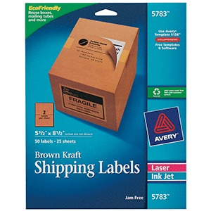 ETIQUETA DE ENVIO AVERY KRAFT,RECTANGULAR,50 PZAS ETIQUETA DE ENVIO AVERY KRAFT,RECTANGULAR,50 PZAS