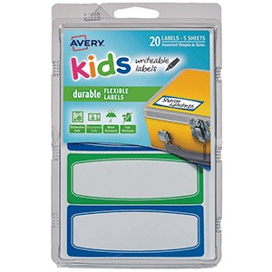 ETIQ RECTANGULAR DURABLE P/NINOS AZUL VERDE ETIQ RECTANGULAR DURABLE P/NINOS AZUL VERDE