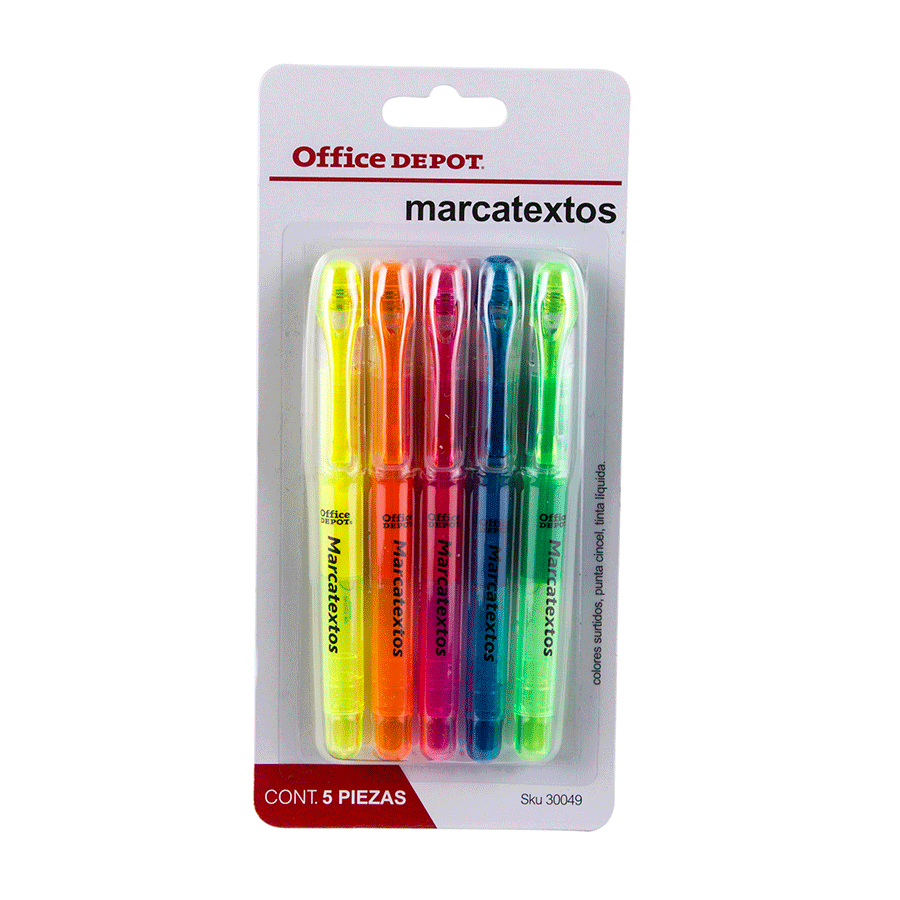 RESALTADORES OFFICE DEPOT (PAQUETE CON 5 COLORES)