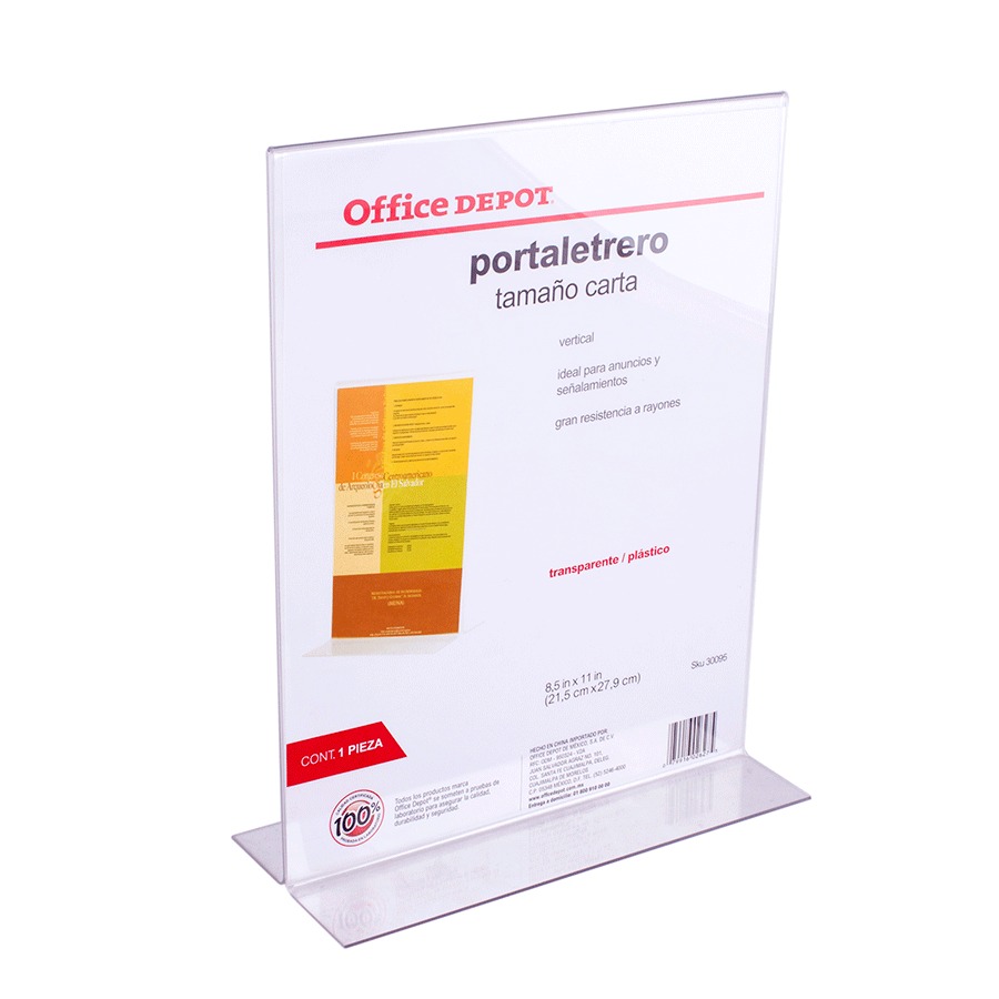 PORTA LETRERO EN L VERTICAL OFFICE DEPOT 8.5X11