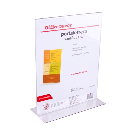 PORTA LETRERO EN L VERTICAL OFFICE DEPOT 8.5X11