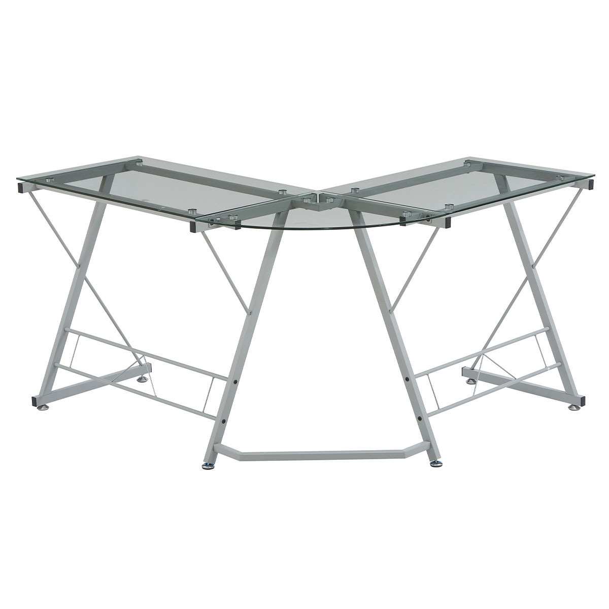 ESCRITORIO EN L DE VIDRIO