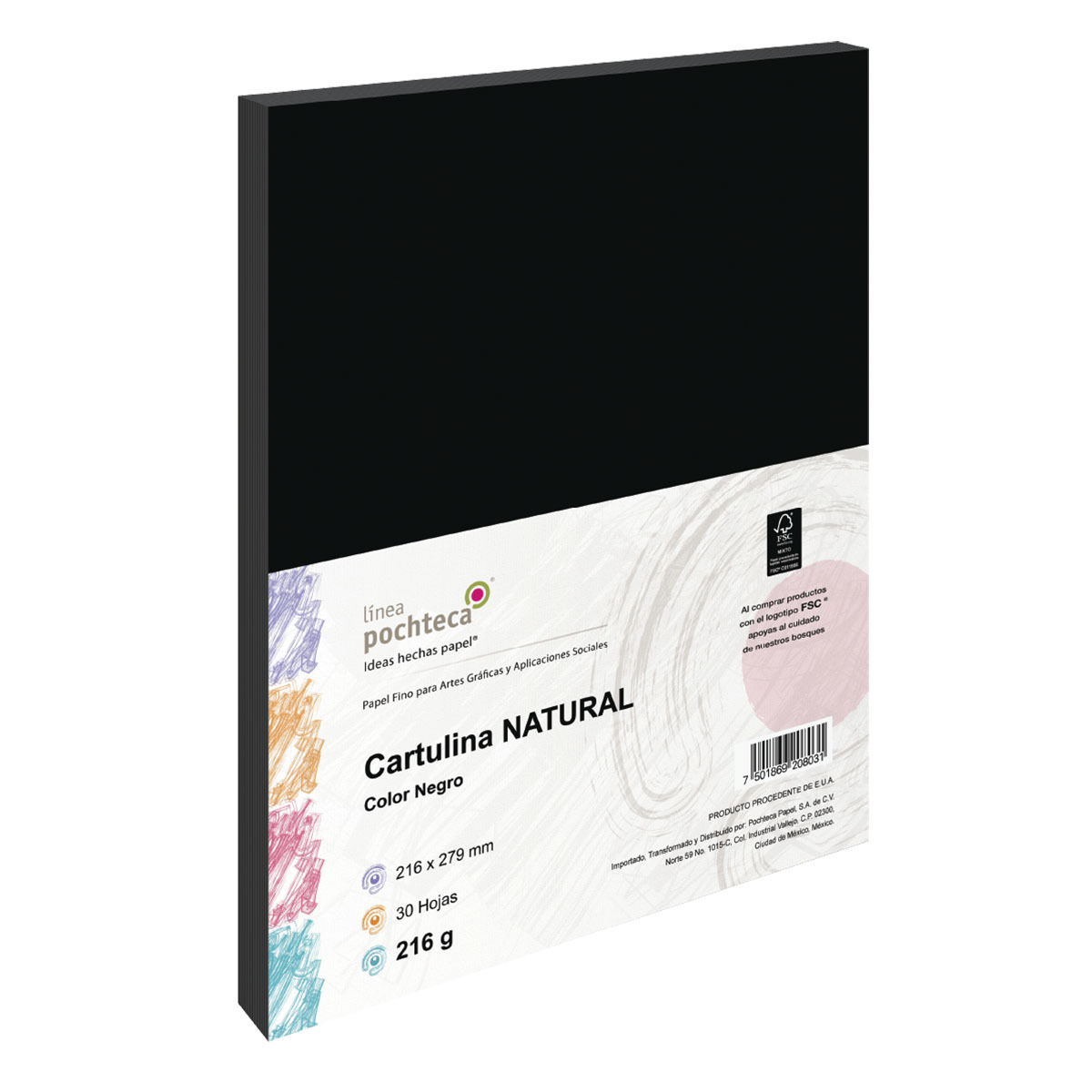 CARTULINA CARTA NEGRA 216 GRAMOS 30 U