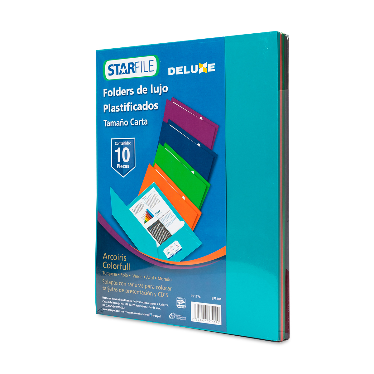 FOLDER PLASTICO CARTA ARCOIRIS COLORFULL 10U