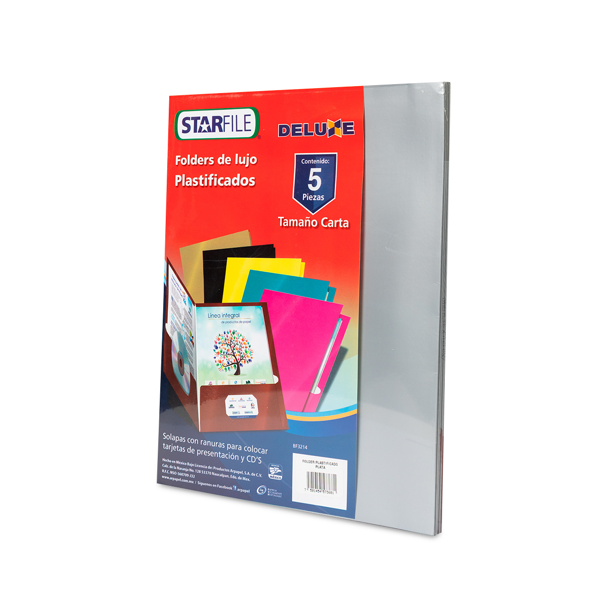 FOLDER PLASTICO CARTA PLATA 5U