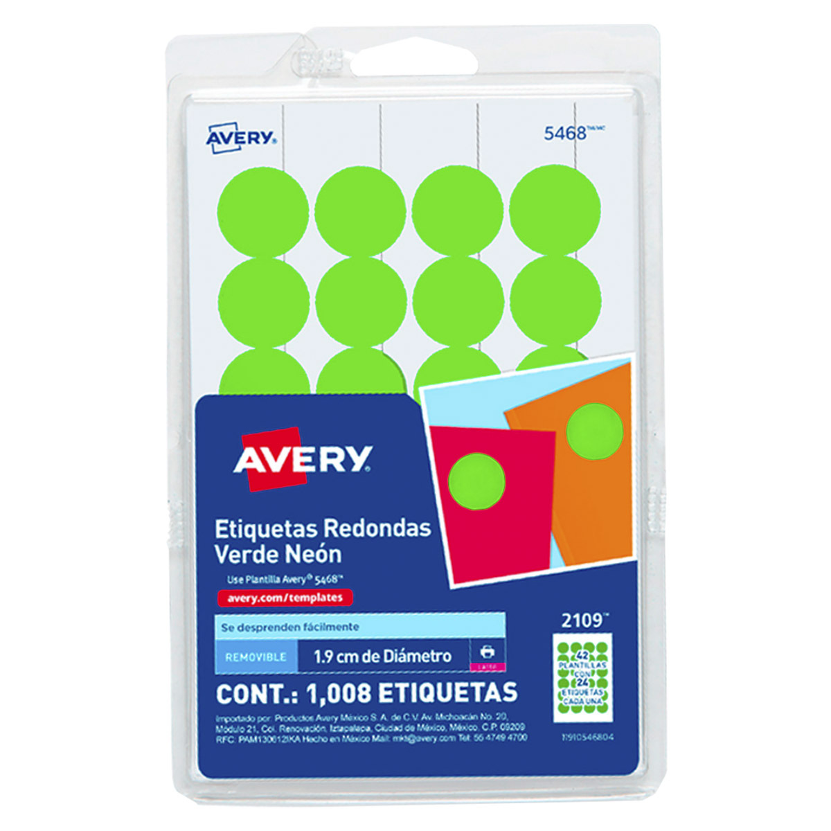 ETIQUETAS DE CÓDIGOS DE COLOR VERDE NEÓN 1008 PZ