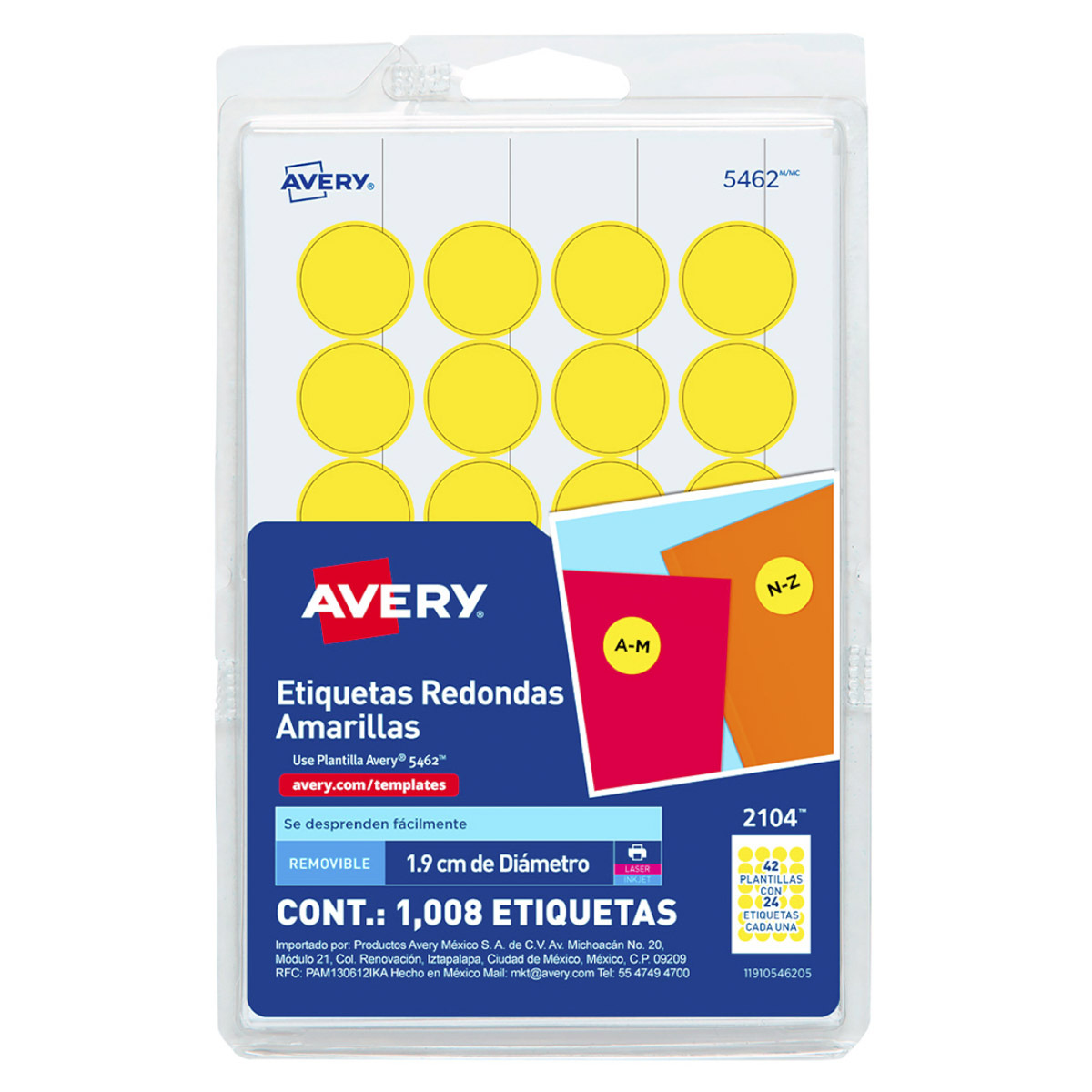 ETIQUETA CÓDIGO DE COLOR AMARILLO, 1.9 CM DE DIÁMETRO, 1008 PZ.
