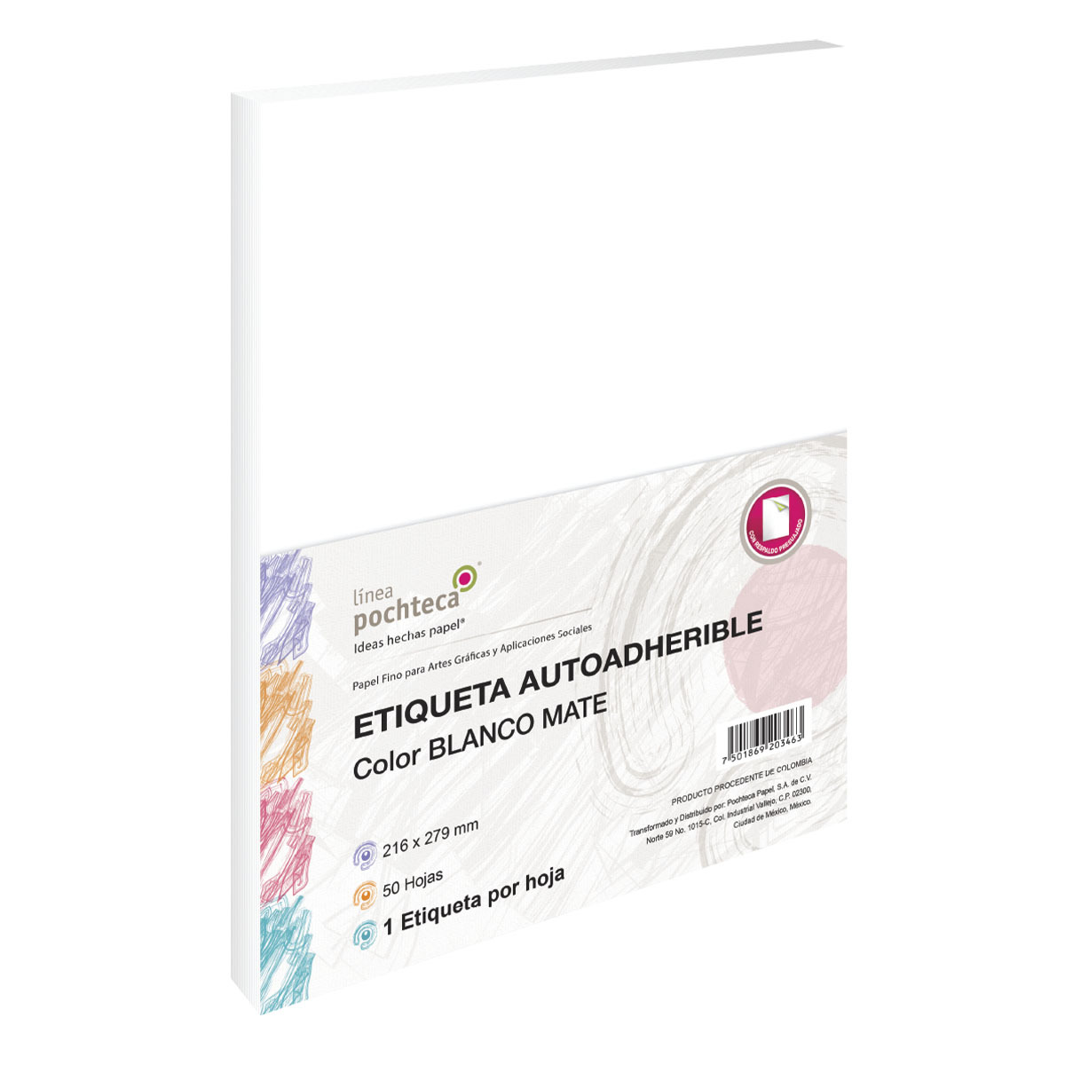 ETQ., AUTOADHERIBLE T/C BLANCO