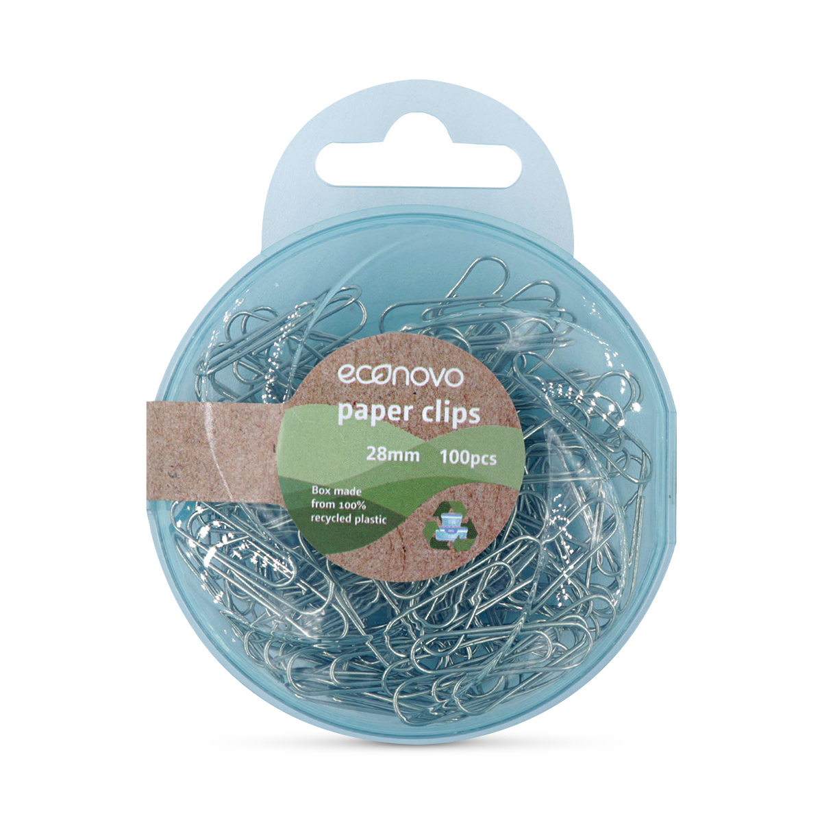 CLIPS ECONOVO 28MM 100U (CAJA 100% PLASTICO RECICLADO)