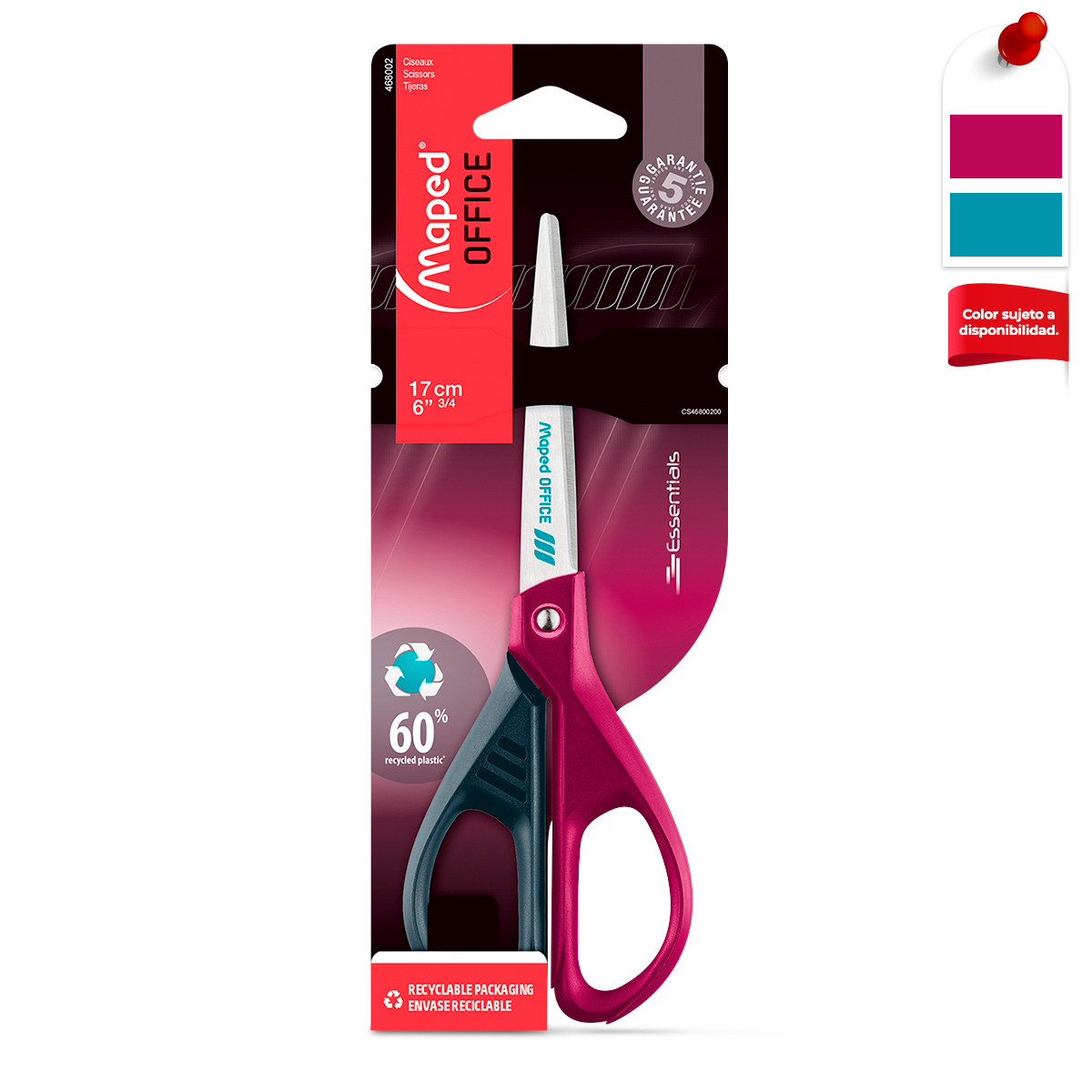 TIJERA MAPED DECORADAS ESSENTIAL  GREEN 17CM 1U