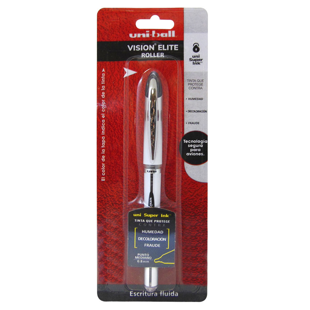 ROLLER UNIBALL VISION ELITE 0.8 MM NEGRO 1U PUNTO MEDIANO