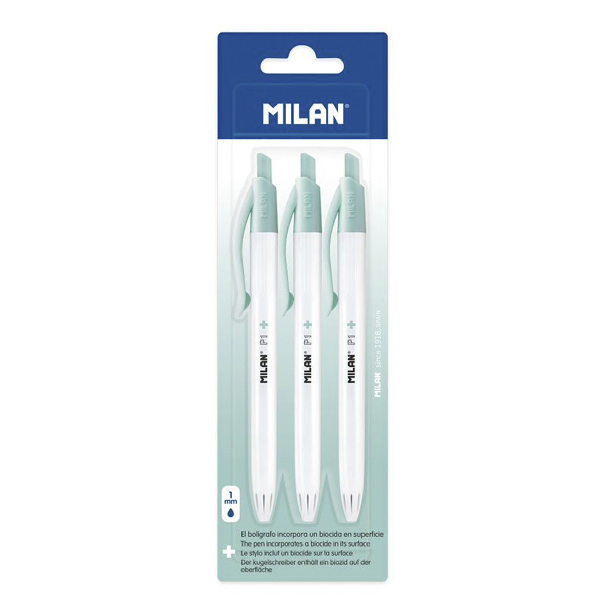 BOLIGRAFO MILAN P1 EDICION + 3U ( TINTA AZUL)