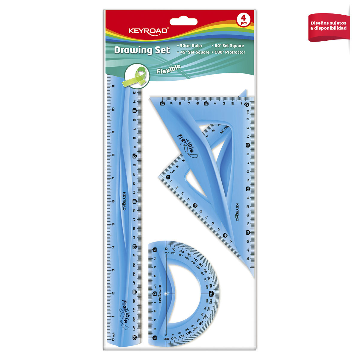JUEGO GEOMETRICO KEYROAD FLEXIBLE 30CM 4U