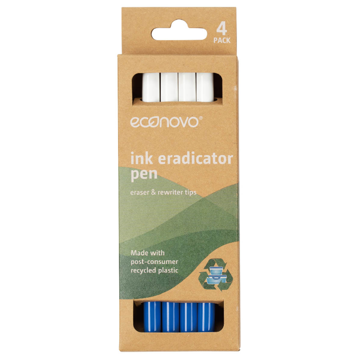 PLUMA CON BORRADOR ECONOVO TINTA AZUL 4U